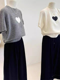 Spring And Autumn Han Linen High-End Love Slim Thin Short Knitted Sweater Women's Short-Sleeved Top