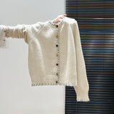 Color Buckle Thick Knitted Sweater Coat Women 2025 Autumn And Winter Languid Style Loose Design Feeling Long Sleeve Open Shirt Top