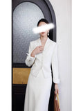 Fashion White Suit Suit Female New Light Luxury High-End Temperament Short Top Dress