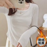 Fang Collar Bottom Shirt Women's Spring And Autumn And Winter New Design Sense Of Niche Short-Form Fish Bone With Sexy Top