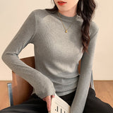 Suit Wearing A Bottom Shirt Women's Clothing Autumn And Winter 2026 New Long-Sleeved White T-Shirt Girl Small Collar Top