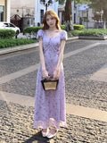 French Floral Short-Sleeved Dress Women 2026 Summer New Temperament To Show Thin Bubble Sleeve Tea Breaker Dress