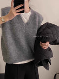 Curry Knitted Vest Women 2025 Spring New Small Ocean Gas Age Reduction Shoulder V Collar Folded Temperament Top