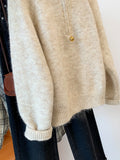 Half Zipper Hooded Sweater Women's Autumn And Winter 2025 New Lazy Wind Soft Tucked Bottom Top Thick Knitted Shirt