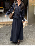 2026 Spring New Film Texture Smart Wearing Femininity Fashion Two Sets Loose Shirt Half Skirt