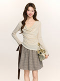 Pure Lace Splicing Two Long-Sleeved T-Shirt Women 2026 Spring High-End Riveting Shirt Inside The Top