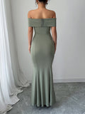 Dili Elegant Temperament Ass Shoulder Dress Women's Dress 2025 Spring And Summer