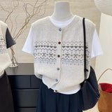Korean Literary And Artistic Temperament Knitted Vest Vest Women Spring And Autumn Folded Through The Horse Clip Niche Design Sweater Shoulder