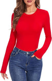 2025 Lady Long-Sleeved Round Collar T-Shirt Sexy Autumn Basic Top T-Shirt