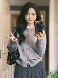 Korean Wearing Round-Neck Knitted Cardigan Women Early Autumn 2025 New Loose Thin Sweater Top Coat