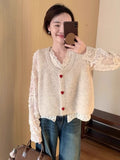 Soft Glutinous Sweet Love Buckle U Collar Knitted Vest Cardigan Women Loose Short Small Spring And Autumn Winter Folding Vest