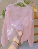 Atmosphere Feeling Yellow Flower Nails Hollow Knitted Knitted Shirt Spring And Autumn Fashion Soft Languid Sweater Female