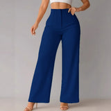 Women's New Casual Style Feeling Solid Broad-Legged Trousers Trousers Trousers Trousers