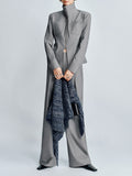 2026 Spring New 'Virtual Character' South Korea Flattened Double-Headed Zipper Shirt Double-Folded Leg Pants