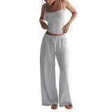 2025 New Women's Fashion Sling Vest Drawstrings Waist Trousers Loose Set