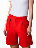 2025 Women's New Commuting Style Solid Color Simple Fashion Loose-Fitting Five-Point Suit Women's Pants