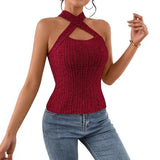 2025 New Self-Repair Cross-Hanging Sleeveless Shoulder Lady Sexy Vest Top