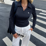 Dili Casual Commute Solid Color Long-Sleeved Shirt T-Shirt Women's Clothing 2025 Autumn And Winter