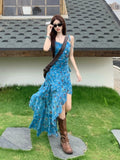 Design Sense Of Irregular Floral Sling Skirt 2026 Summer New Hot Babes Wind Mid-Rise Dress Tide