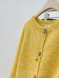 High-Grade Soft-Creative Yellow Knitted Cardigan Coat Women's Spring And Autumn Loose Short Small Lazy Long-Sleeved Sweater