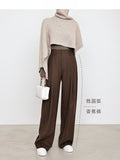 New Caramel-Colored Pants Banana Pants Old Money Style Suit Pants High Waist Leisure High Loose
