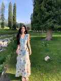 Seaside Vacation Wearing French Slings Broken Floral Dress Women's Summer 2025 New Huge Look Niche