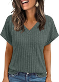 2025 Summer Blouse Women's Short-Sleeved Casual V-Necked T-Shirt