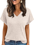 2025 Summer Blouse Women's Short-Sleeved Casual V-Necked T-Shirt