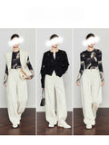 Lyselle Tiansi Old Money Style White Jeans Women's Autumn Loose Hip Banana Pants