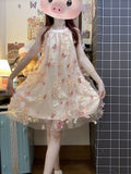 French Romantic Sleeveless Hanging Neck Dress Girl Summer Sweet Girl Little Seaside Holiday Atmosphere Skirt