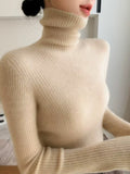 2025 New Spring And Autumn With Women's High-Collar Sweater In Autumn And Winter To Thicker Thick Cotton Knitting Bottom Shirt