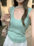 2026 Summer New Fashion U Tie Sling Vest Women's Seaside WearÐÞ-In-Sleeve-Free Small Top