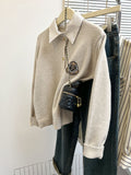 Fake Two Sweater Cardigan Coat Women Autumn And Winter Small College Style Shirt Collar Gray Knitted Shirt