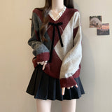 Wine Red Ringge Sweater Women 2025 Autumn And Winter New Fat Mm Lace V-Neck Knitted Cotton Dress Retro Maillard Top