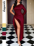 Dili Elegant Evening Dress Slanted Shoulders Open Fork Long Skirt Dress Dress Women's 2025 Autumn And Winter