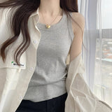 I-Word Sling Vest Women With Summer Collar Collar Tight Suit Bottom To Wear Bare Sleeves