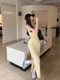French Hollow Sling Sling Sling Vest Dress Women's Summer Design Feel Sexy Pocketed Ass Long Skirt