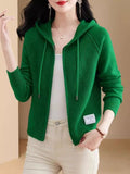 2025 New Knitted Women's Spring And Autumn Hooded Hoodie Jacket Jersey T-Shirt T-Shirt Jersey