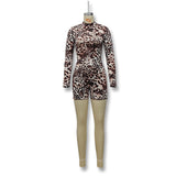 Autumn 2025 New Women's Fashion Trend Round-Neck Long-Sleeved Sexy Leopard-Grained Jumpsuit