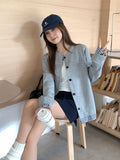 Fake Two Lattice Splicing Design Long-Sleeved Sweater Jacket 2026 Autumn New Niche Baseball Top Woman