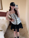 Small Thin Black Knitted Open-Shirt Coat Women Wear Lattice Vest Slings Sweet And Spicy Two-Piece Sets In Early Autumn