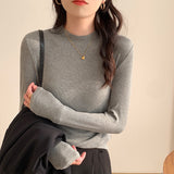 Suit Wearing A Bottom Shirt Women's Clothing Autumn And Winter 2026 New Long-Sleeved White T-Shirt Girl Small Collar Top
