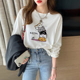 Pure Cotton Morning And Autumn White Long-Sleeved T-Shirt 2025 New Design Sense Loose Spring And Autumn Bottom Shirt Women Put On Clothes