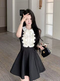 Rich Family Gold Small Fragrant Dress Women Spring And Summer French Waist Princess Ponpong Dress French Vest Sleeveless Skirt