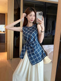 French Open Fork Tat Waist Vest Sling Female Summer Exterior Design Small Chic Beautiful Sleeveless Top
