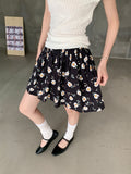French Retro Black Floral Short Skirt 2026 Summer New High-Waist A-Word Tight Cake Skirt Small Half Skirt
