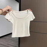 Design Sense Of Niche Short-Sleeved T-Shirt Women 2026 Summer New Slim Simple Casual Half-Sleeve Top