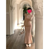 Purple Hanging Dress Women Summer Pure Wind Sexy Long Skirt Tight Body To The Hip Fishtail Skirt