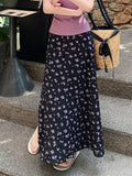 One-Word Shoulder Slimming Folded Short-Sleeved T-Shirt High-Waisted Floral Skirt 2026 Summer Fashion Suit Women Ins