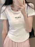 Pure Cotton Shoulder Round Collar Short-Sleeved T-Shirt For The Summer New Raspberry Color Repair Small Man To Collect The Waist Fish Bone Top Tide